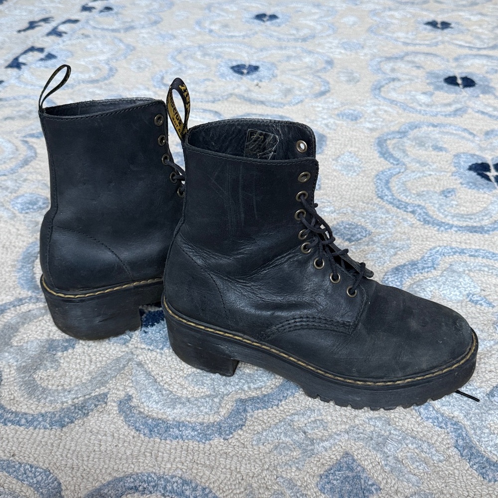 Dr. Marten Black Leather Shriver Hi. Combat Women’s Lace Up Boot - Picture 4 of 7